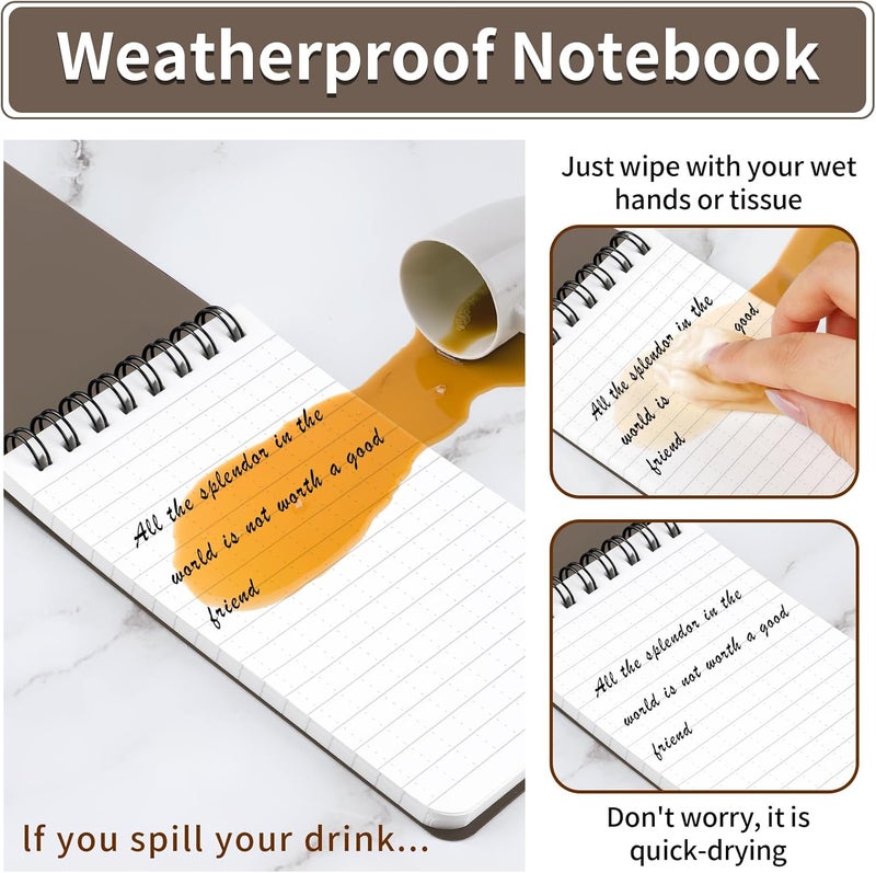 Coidea 3 Pack Waterproof Notebook, 3 x 5 Pocket Notepad, All Weather Small Pocket Notebook Paper, Mini Spiral Notepad Police Notepad 100 Lined Pages for Outdoor Office - Image 3
